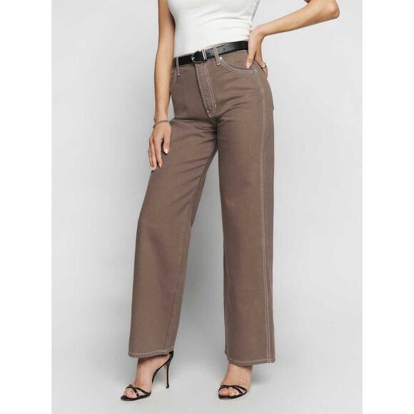 Reformation Denim - Reformation Cowboy High Rise Straight Jeans Chocolate Brown Women’s Size 24